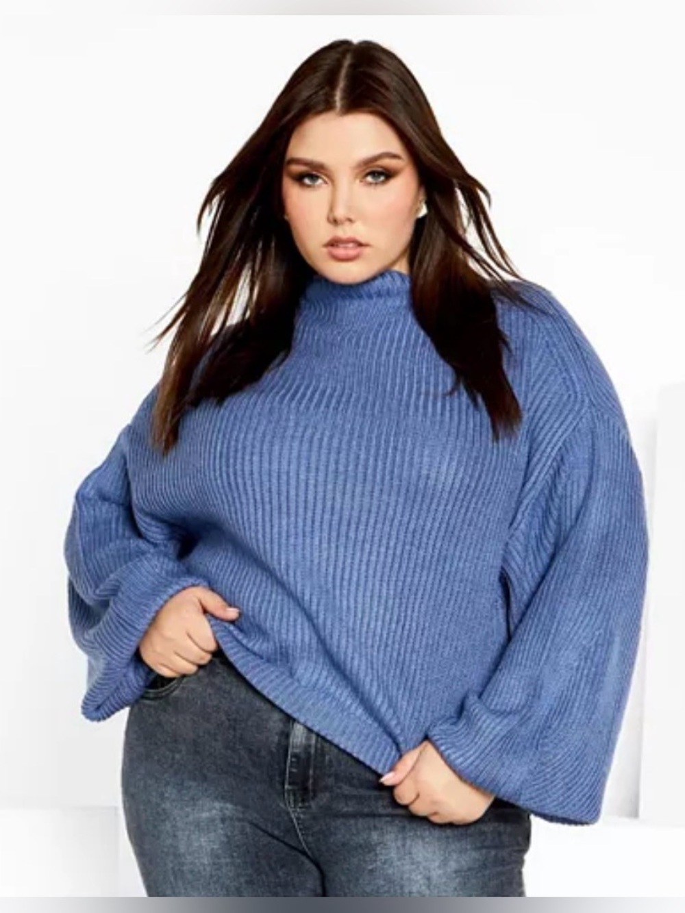 City Chic Halo Funnel Neck Rib Sweater